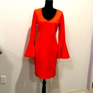 NWOT Orange Dress with Gold Detail
